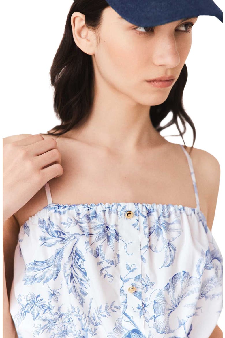 Patterned top with straps, Alternate, color, Sky blue large flowers print