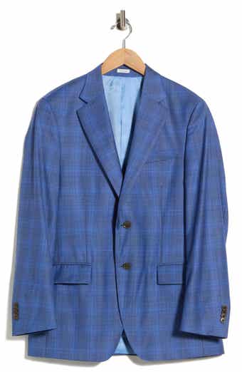 Mid Blue Plaid Wool Sport Coat
