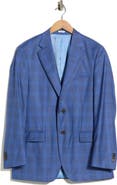Peter Millar Mid Blue Plaid Wool Sport Coat