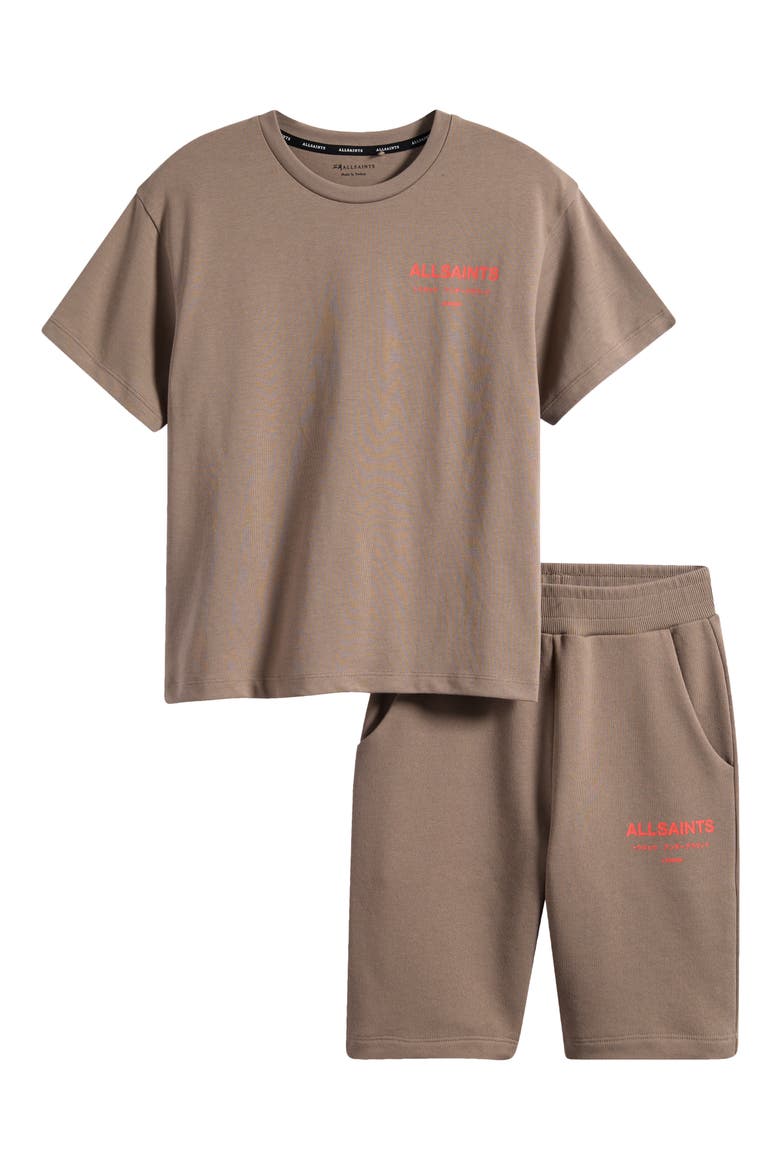 Kids' Underground Logo Graphic T-Shirt & Shorts Set, Main, color, BROWN