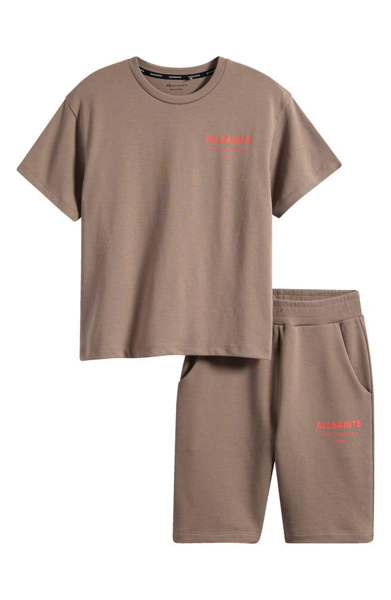 smALLSAINTS by ALLSAINTS Kids' Underground Logo Graphic T-Shirt & Shorts Set, Main, color, Brown