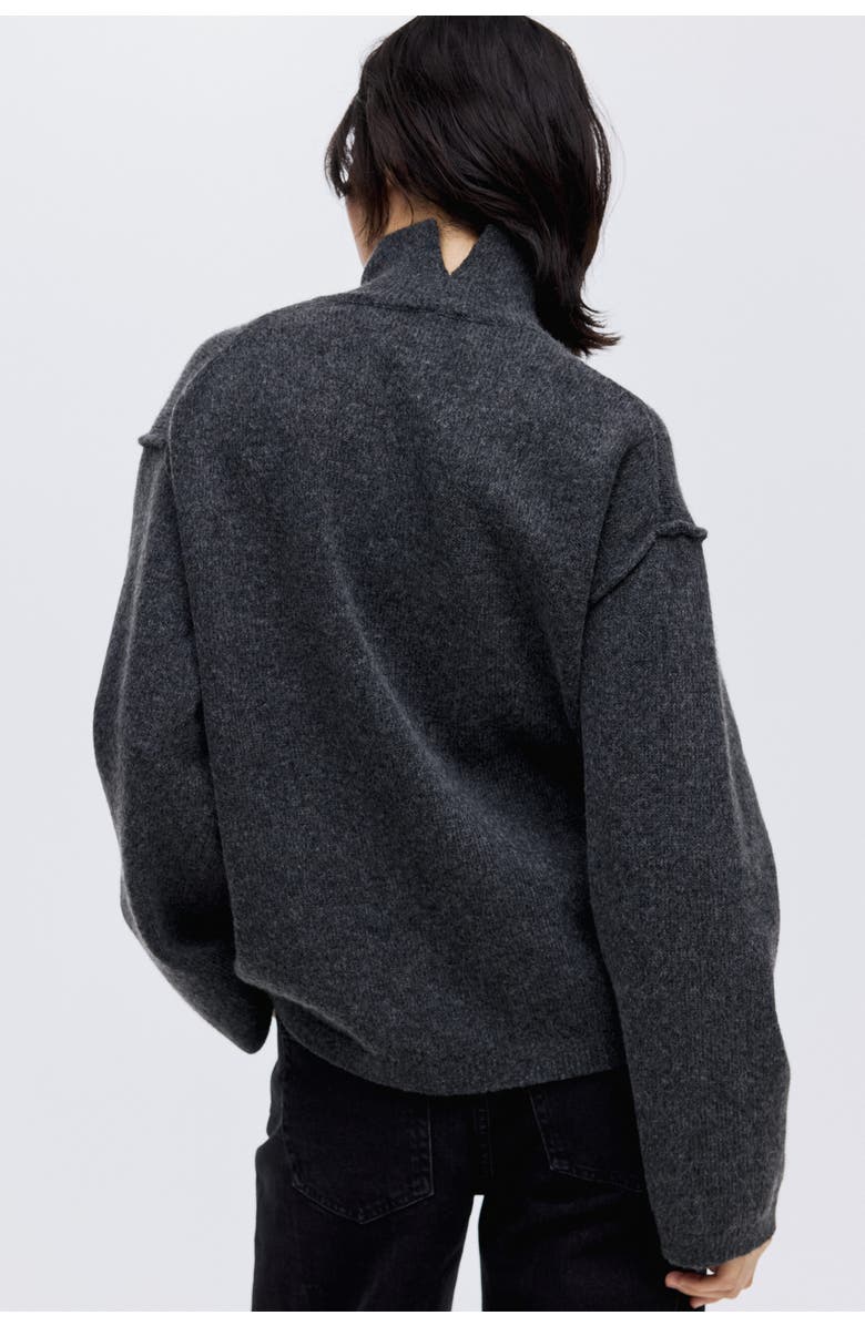 H&M Seam-detail Turtleneck Jumper, Alternate, color, Dark Gray Melange