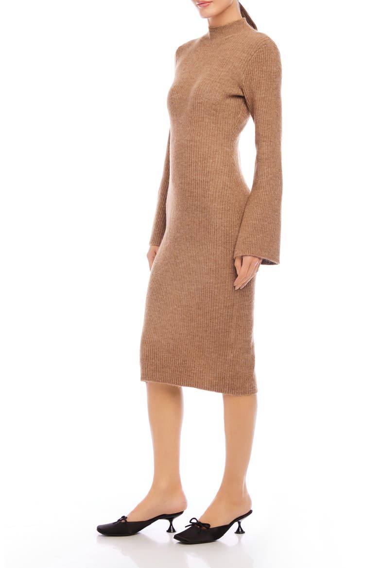 Mock Neck Long Sleeve Rib Sweater Dress, Alternate, color, EAR