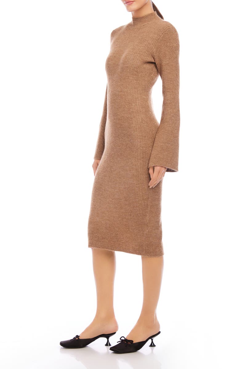 FIFTEEN TWENTY Mock Neck Long Sleeve Rib Sweater Dress, Alternate, color, Ear