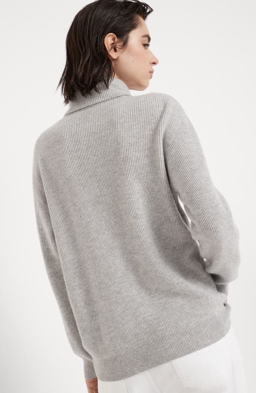 Brunello Cucinelli English Rib Knit Sweater In Light Grey
