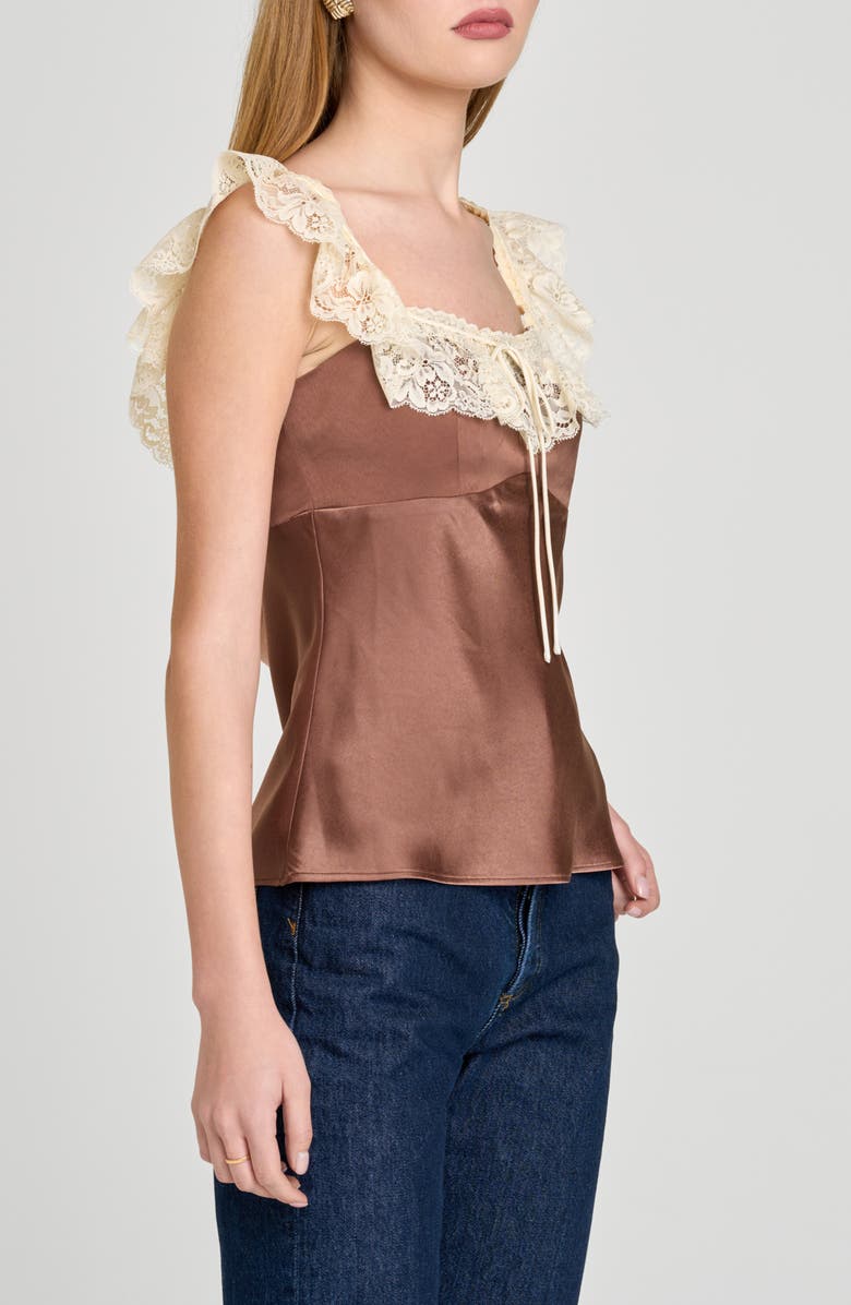 WAYF Ella Lace Trim Camisole, Alternate, color, Mocha