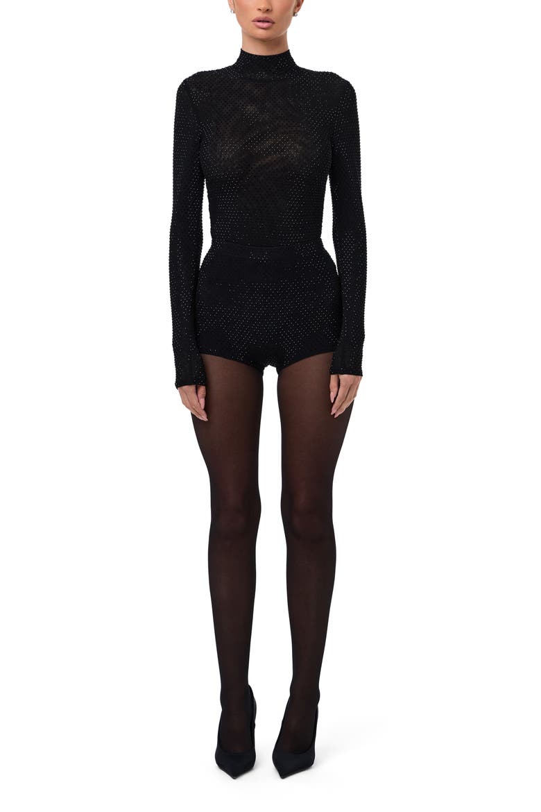 Rhinestone Hot Shorts, Alternate, color, BLACK