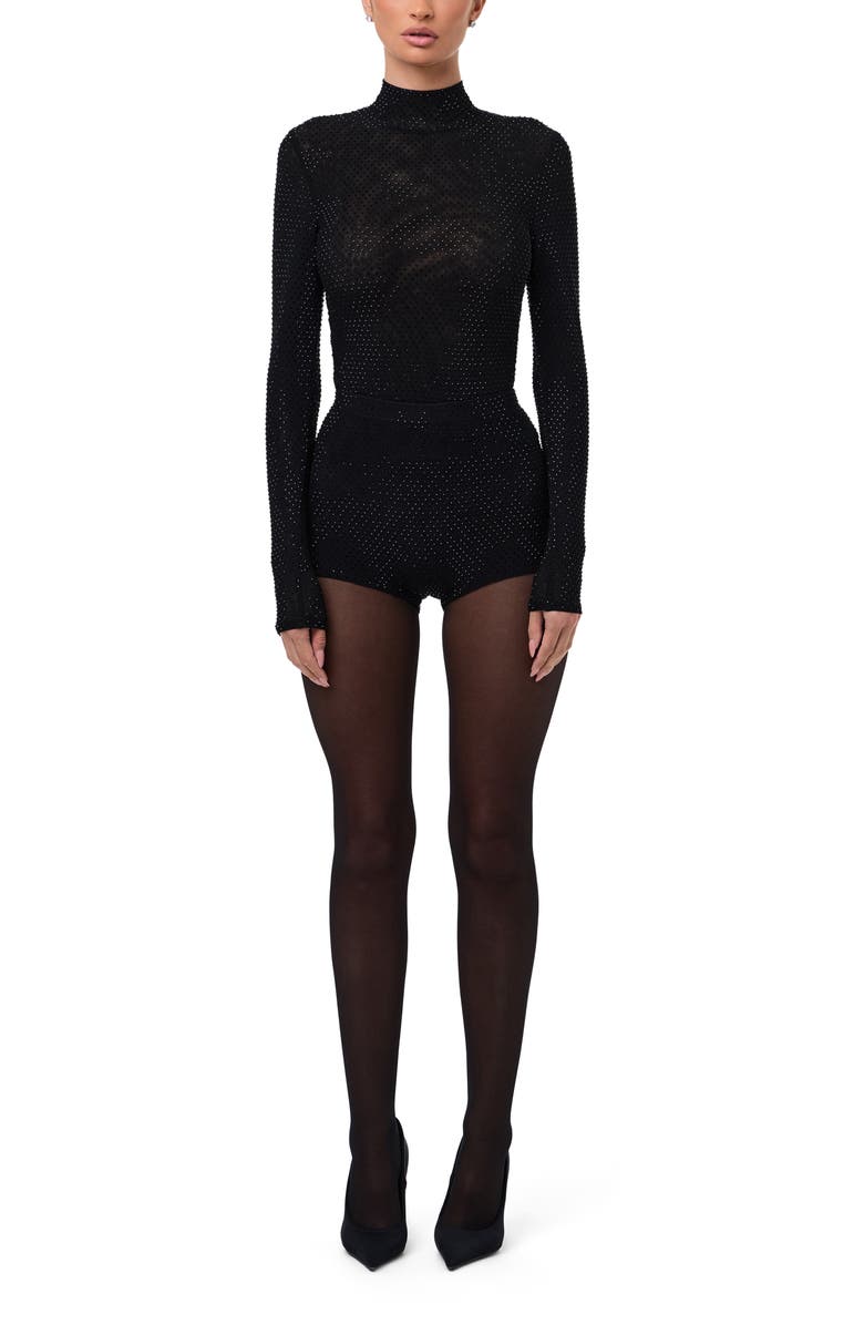 Naked Wardrobe Rhinestone Hot Shorts, Alternate, color, Black