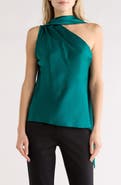 Renee C Scarf Detail One-Shoulder Satin Top