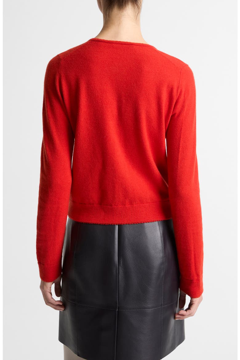 Scallop Trim Button Front Cardigan, Alternate, color, POPPY