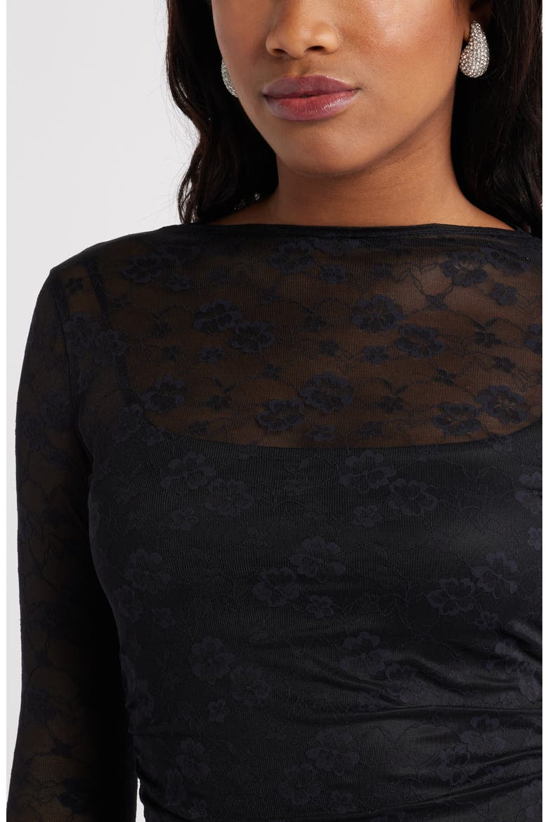 Long Sleeve Lace Body-Con Dress, Alternate, color, BLACK