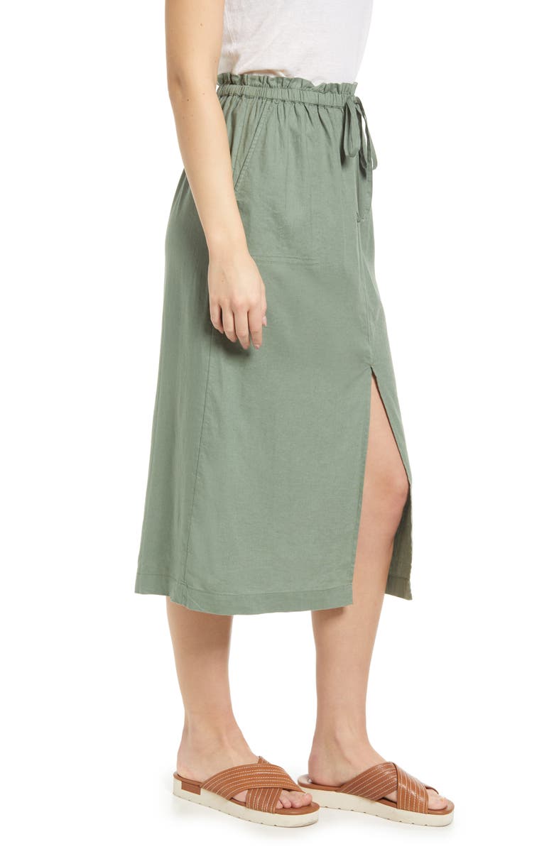 Caslon<sup>®</sup> LINEN FRONT SLIT MIDI SKIRT, Alternate, color, 