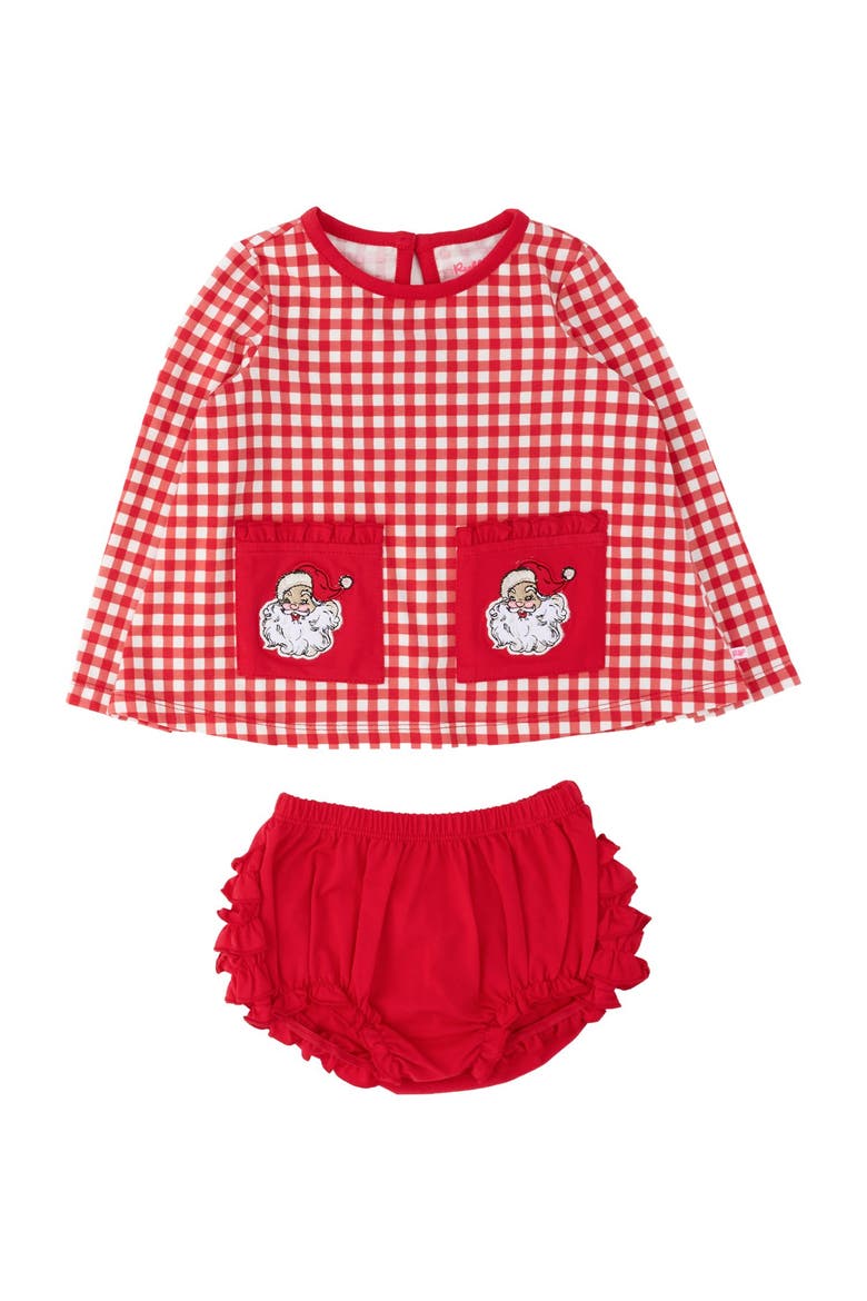 Knit Long Sleeve Applique Pocket Swing Set, Main, color, Red & White Gingham