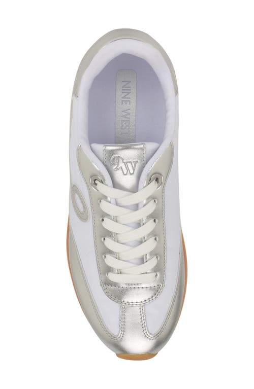 Nine West Fivo Sneaker In White/silver