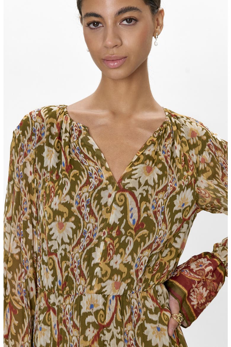 Isha Long  Sleeve Dress, Alternate, color, Pesto Combo