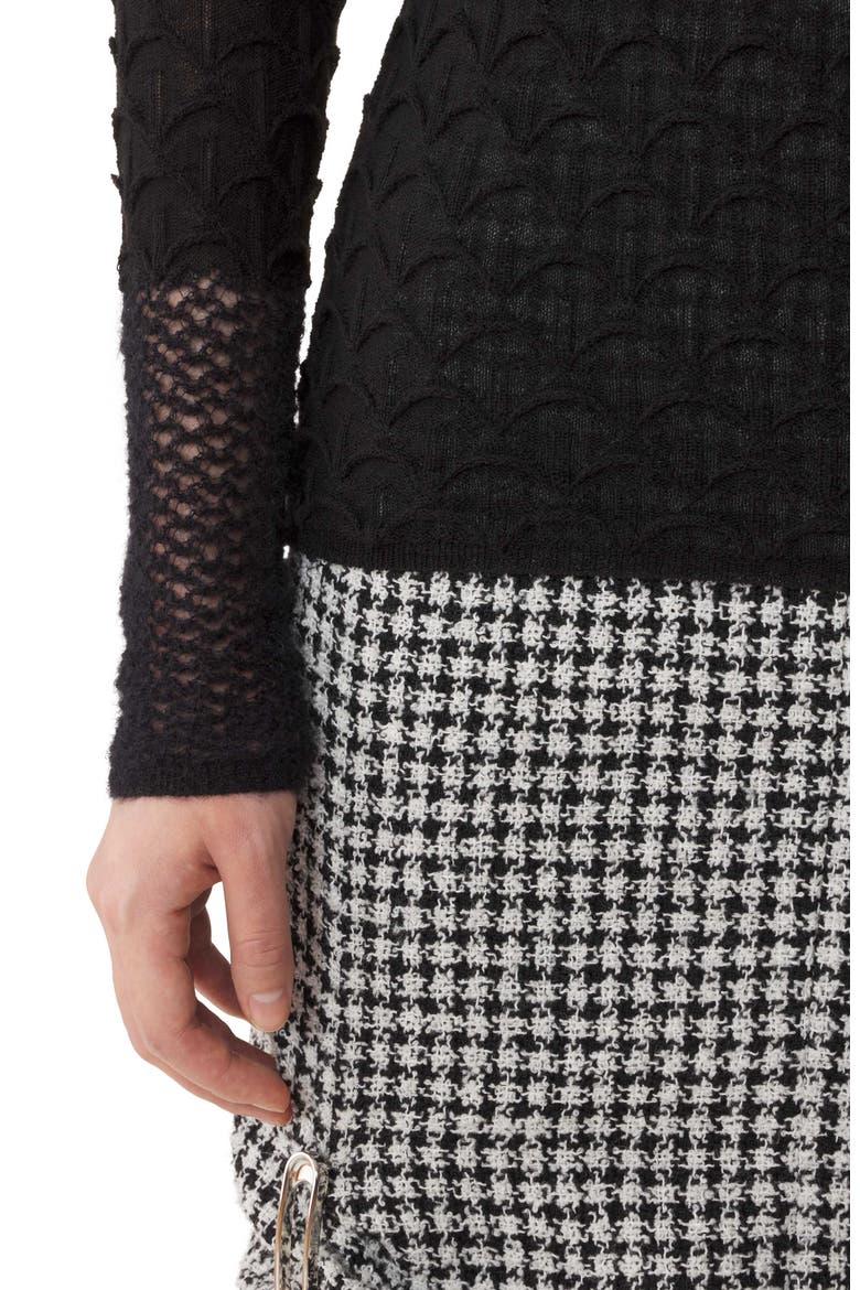High-Neck Top In Wool And Mohair, Alternate, color, Black