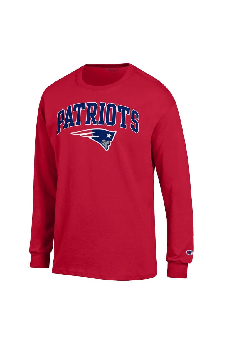 Men's Champion Red New England Patriots Arch Over Logo Long Sleeve T-Shirt, Alternate, color, Red