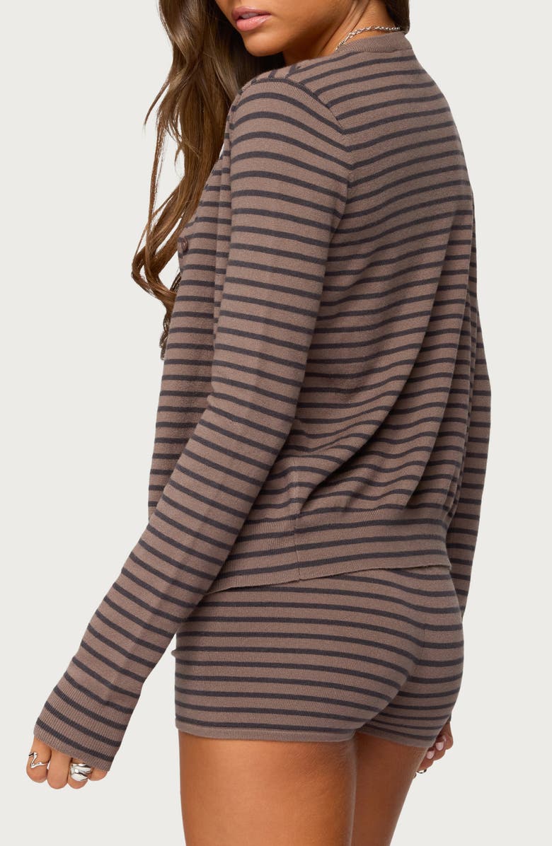 EDIKTED Lillian Stripe Cardigan, Alternate, color, Brown
