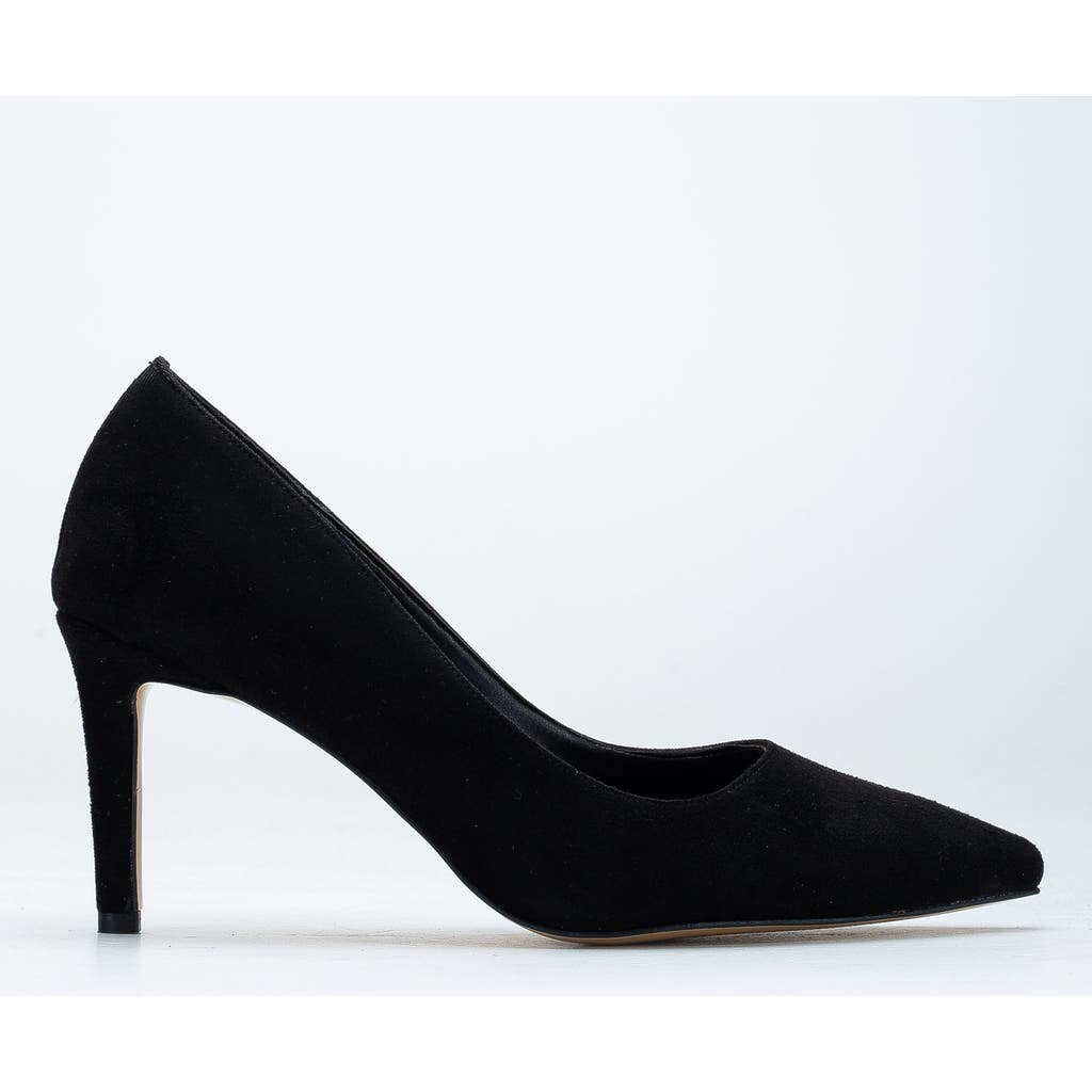 Forever & Always Shoes Perla Pointed Toe Stiletto Pumps In Black Suede