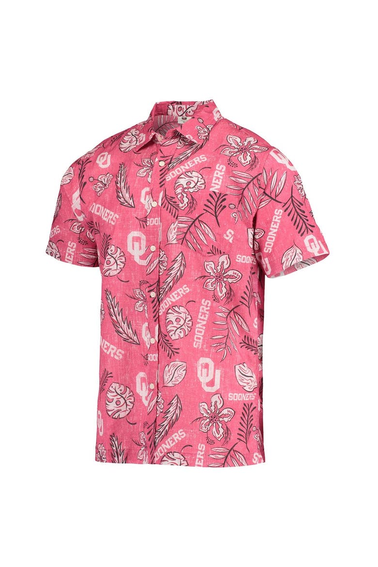 Men's Wes & Willy Crimson Oklahoma Sooners Vintage Floral Button-Up Shirt, Alternate, color, Crimson