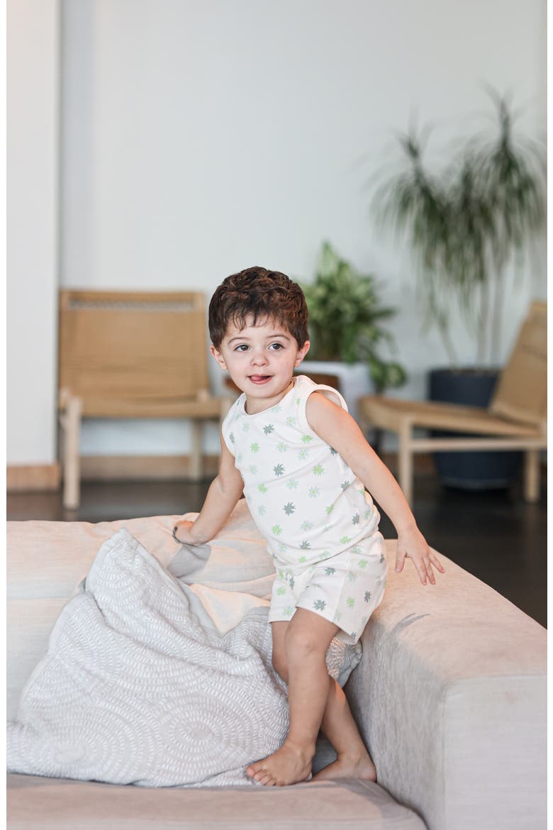 Floral Ribbed Tank & Shorts Set, Alternate, color, BEIGE BOY