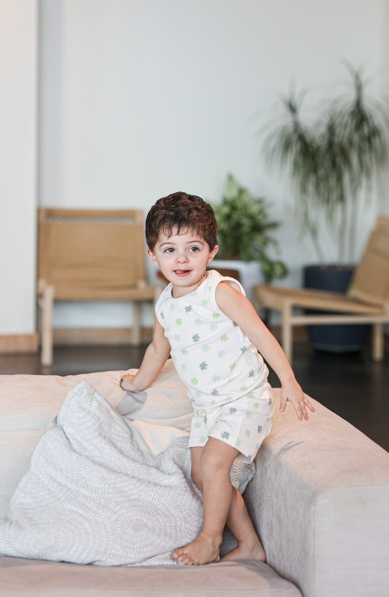 Manière Floral Ribbed Tank & Shorts Set, Alternate, color, Beige Boy