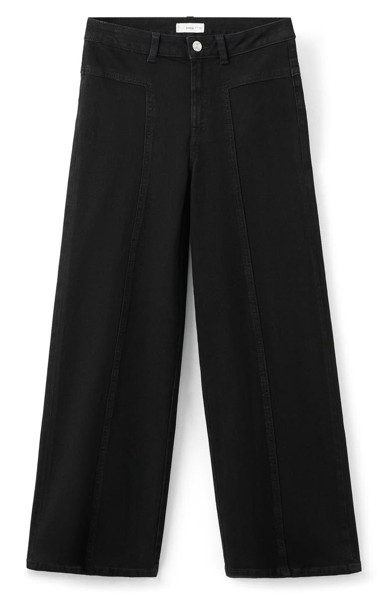 MANGO TEEN Seamed Wide Leg Jeans, Alternate, color, Black Denim