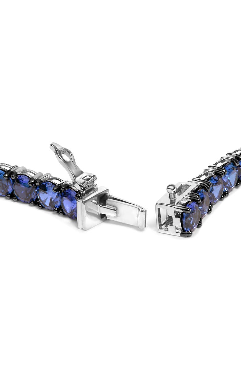Haus of Brilliance Men's .925 Sterling Silver Created Blue Sapphire Tennis Bracelet - 8.5" Inches, Alternate, color, White