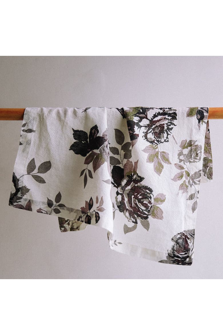 Eggplant and Grey Roses Napkins, Alternate, color, Eggplant