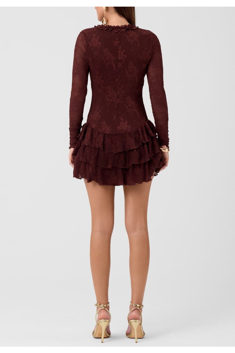 Kitra Lace Up Mini Dress, Alternate, color, Rum Raisin