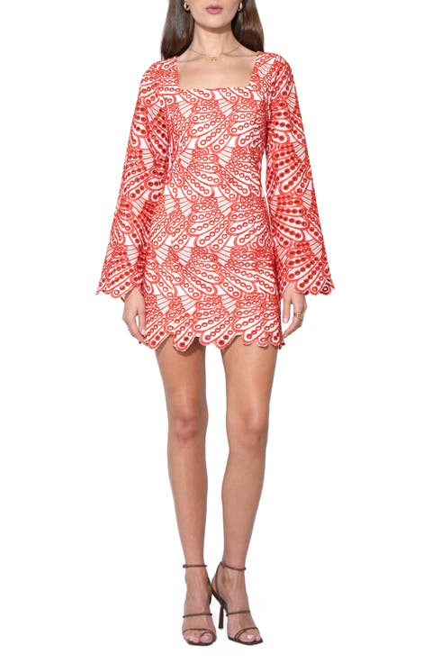 Regina Scallop Long Sleeve Minidress