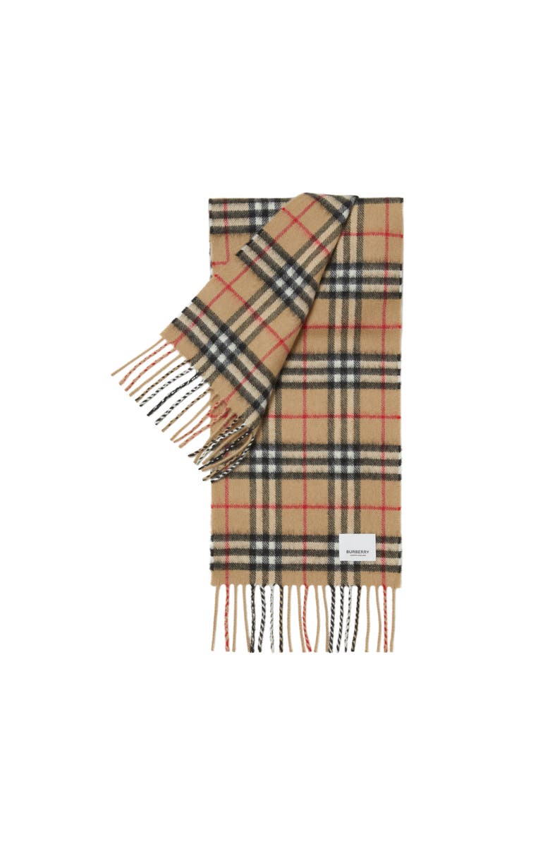Burberry Check Cashmere Scarf, Alternate, color, Archive Beige