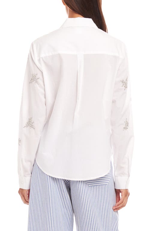 Karen Kane Embellished Button-up Shirt In Off White In White