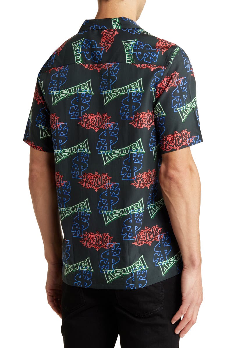 Ksubi Glow Resort Camp Shirt, Alternate, color, Black Multi