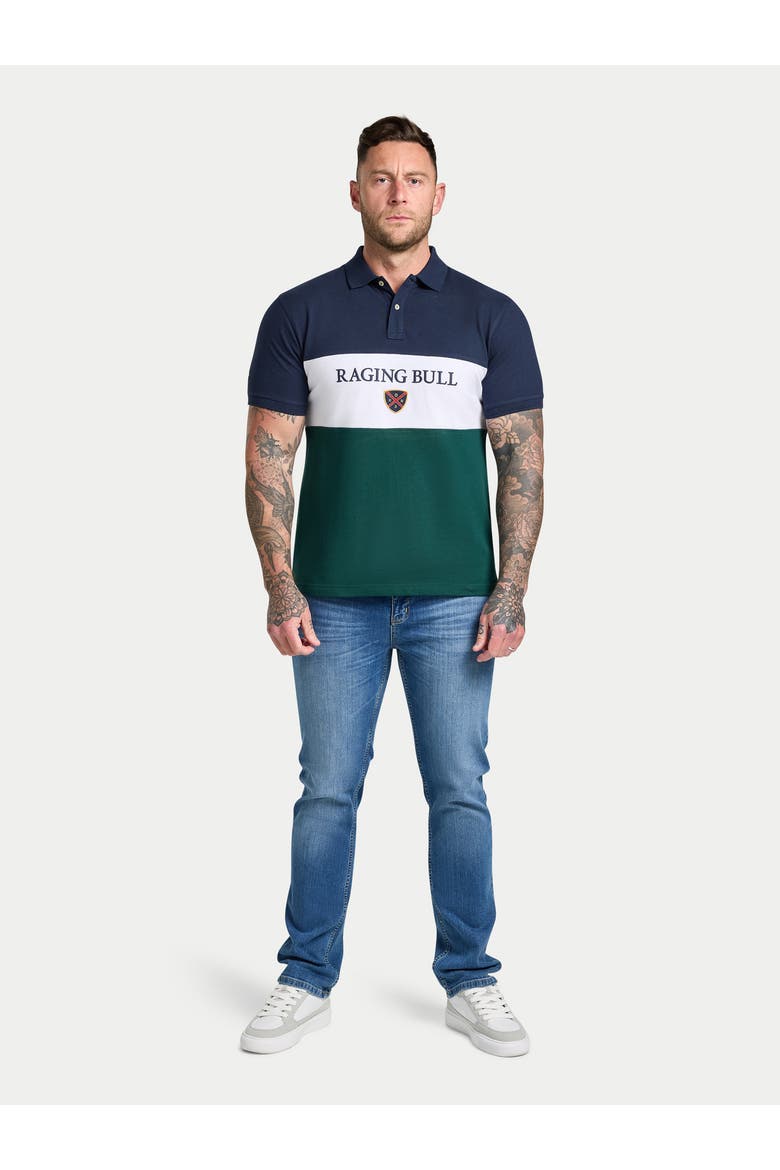 Short Sleeve Cut & Sew Panel Pique Polo, Alternate, color, Forest