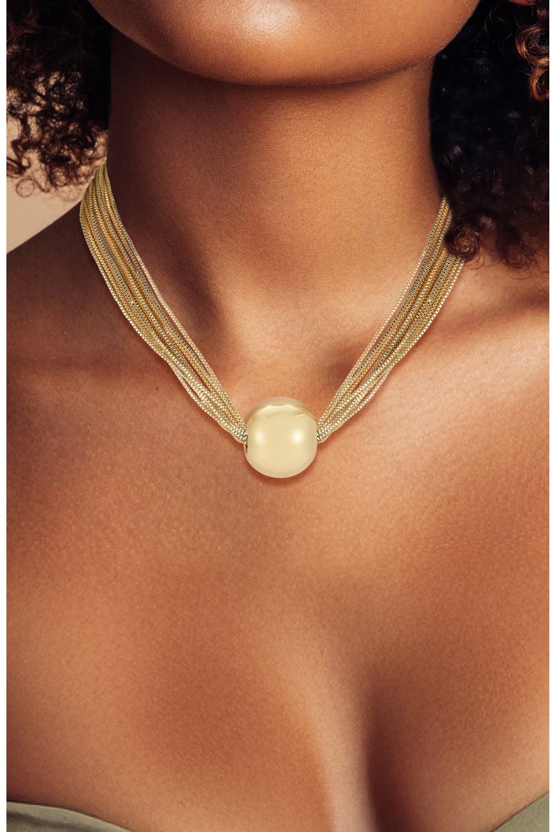 Puff Ball Multistrand Pendant Necklace, Alternate, color, GOLD