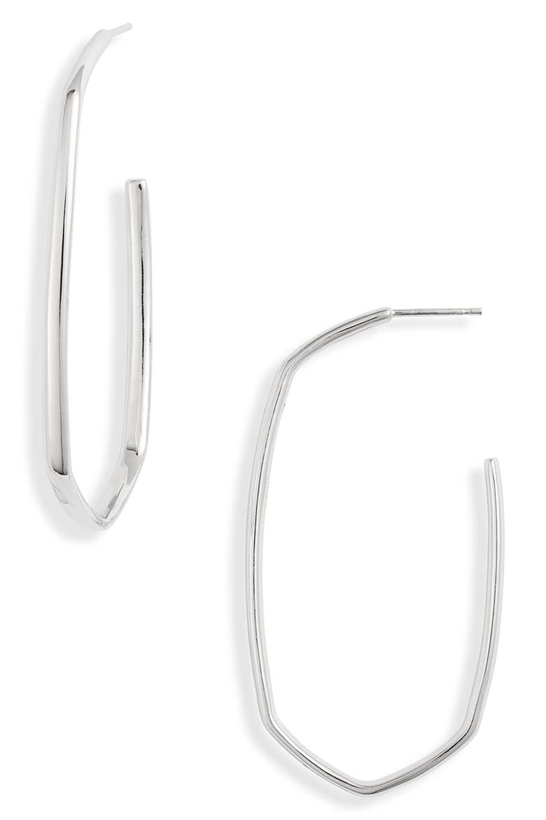 Danielle Hoop Earrings, Main, color, RHOD METAL