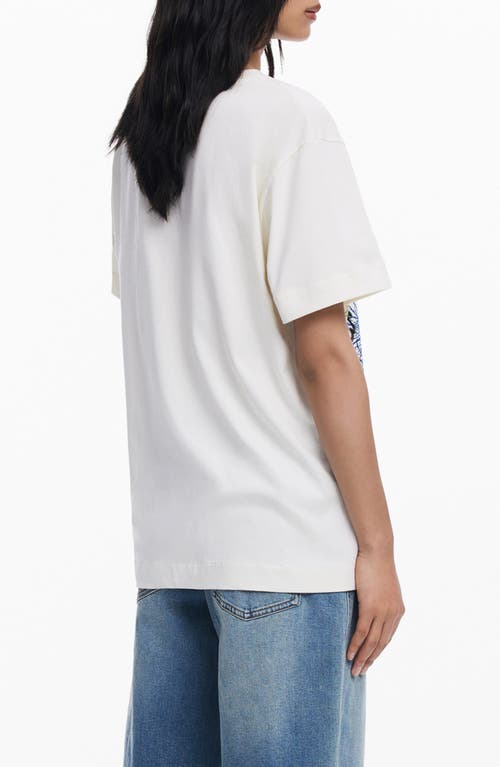 Desigual Doodle Face Cotton Graphic T-shirt In White