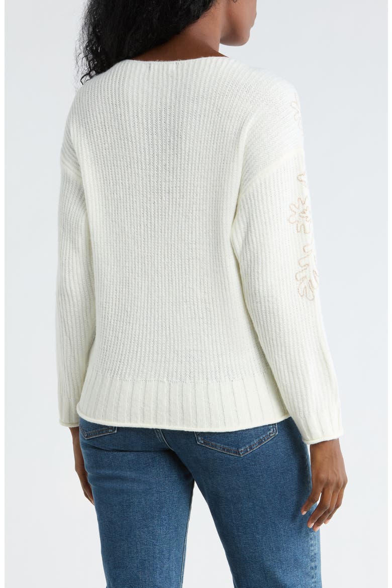 Embroidered Pullover Sweater, Alternate, color, WINTER WHITE