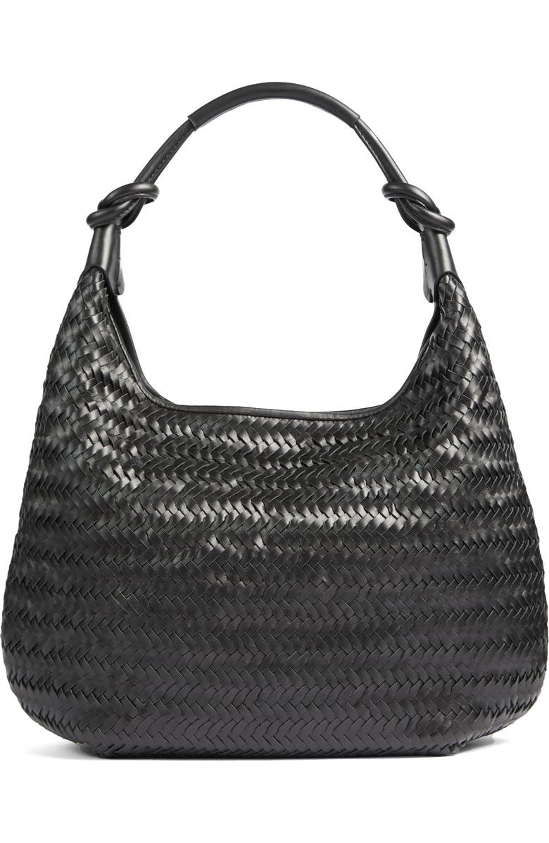 LK Bennett Seren Woven Leather Tote, Main, color, Black