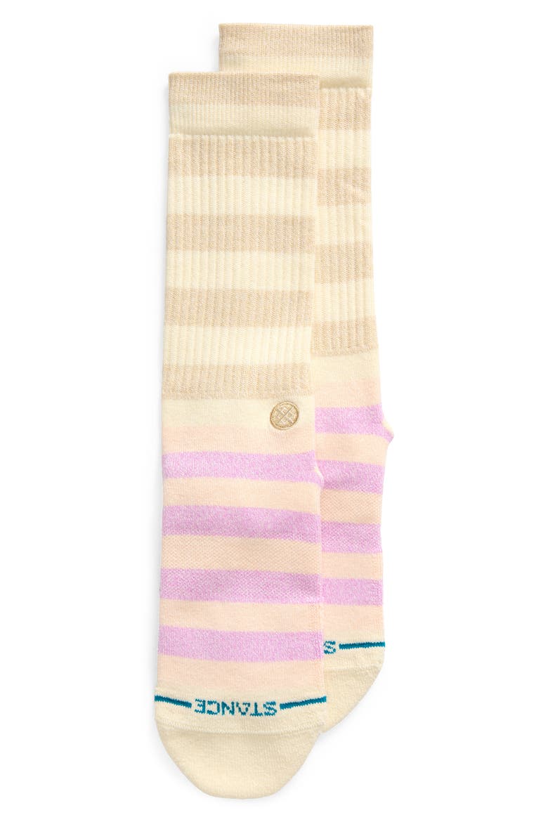 Butter Blend™ Sherbert Stripe Crew Socks, Main, color, OATMEAL HEATHER