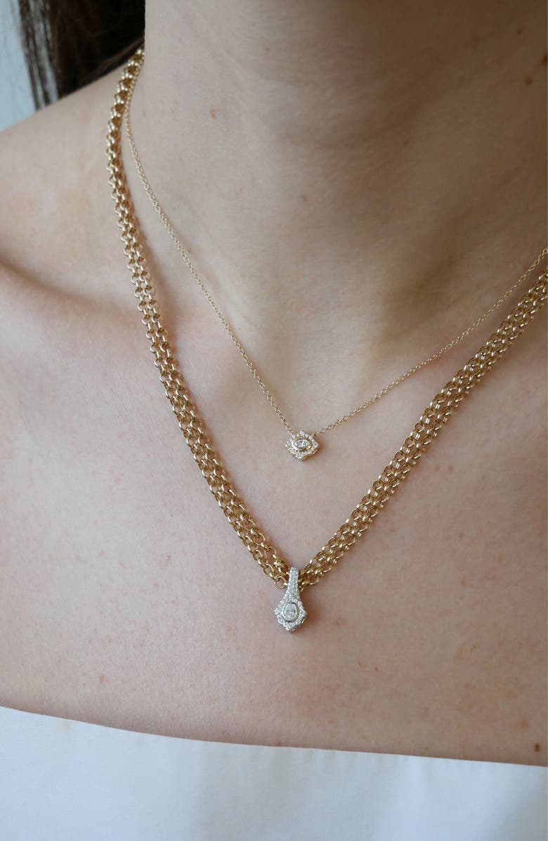 EF Collection Daphne Diamond Pendant Double Chain Necklace, Alternate, color, Gold