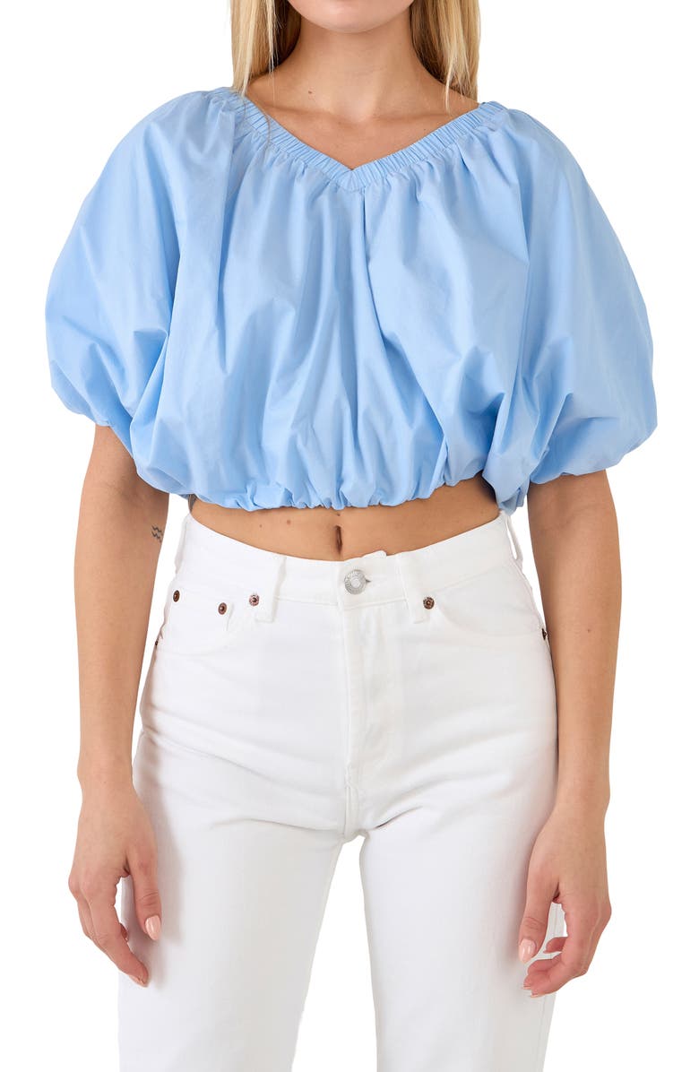 Endless Rose Puff Crop Blouse, Main, color, Powder Blue