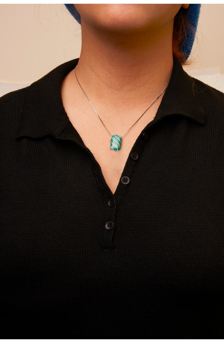 Haus of Brilliance Silver Turquoise Enamel and 1/2 Cttw Diamond Block Pendant Necklace, Alternate, color, White