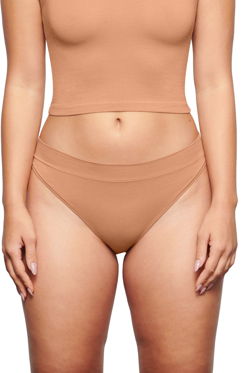 SKIMS Stretch Cotton Jersey Cheeky Tanga, Main, color,