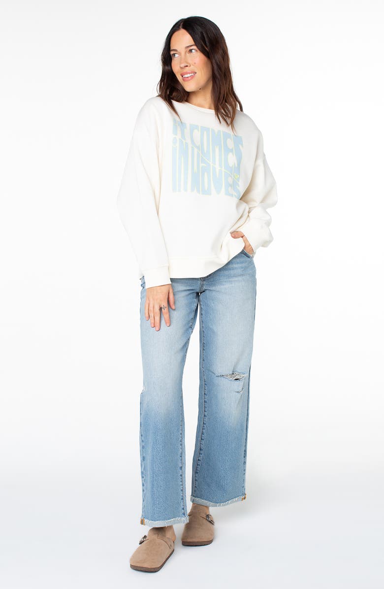 Roxy Morning Hike Oversize Fleece Graphic Sweatshirt, Alternate, color, Egret Comes In Waves