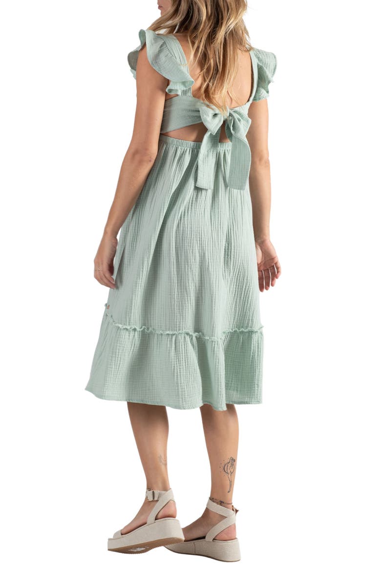 Melody Organic Cotton Gauze Maternity/Nursing Midi Dress, Alternate, color, SKY