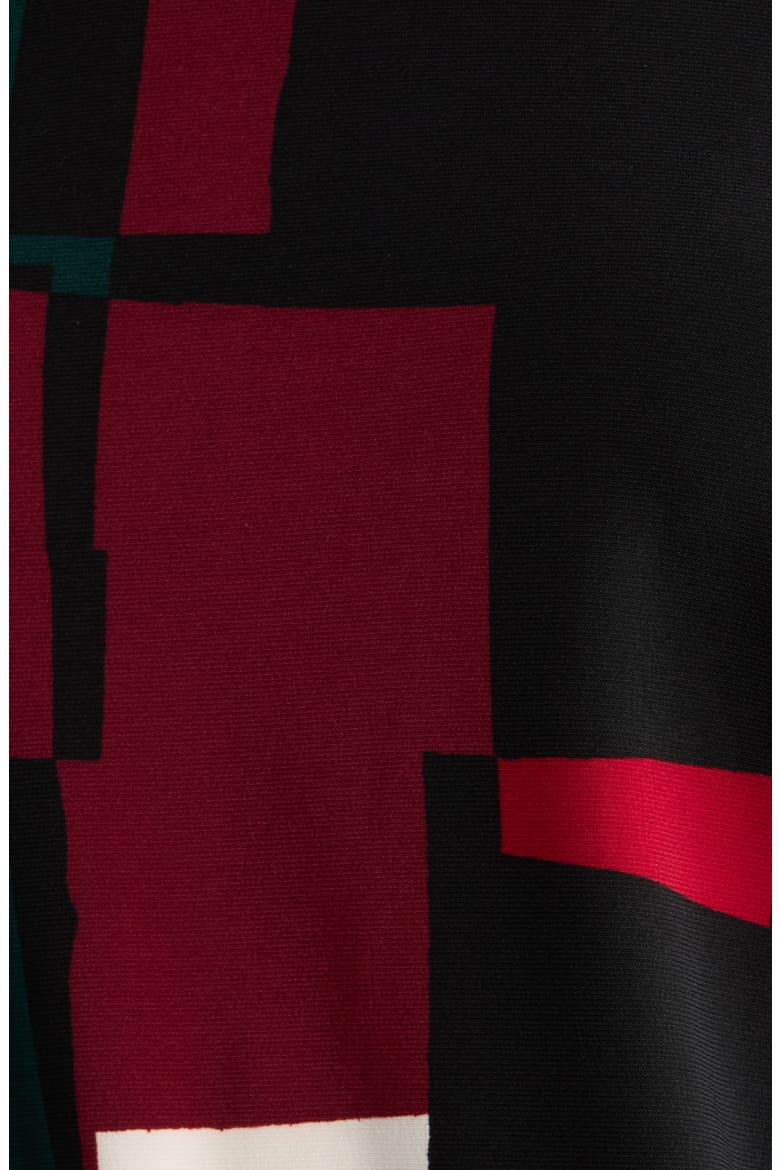 Geometric Print Ruched Long Sleeve Top, Alternate, color, BLACK MULTI