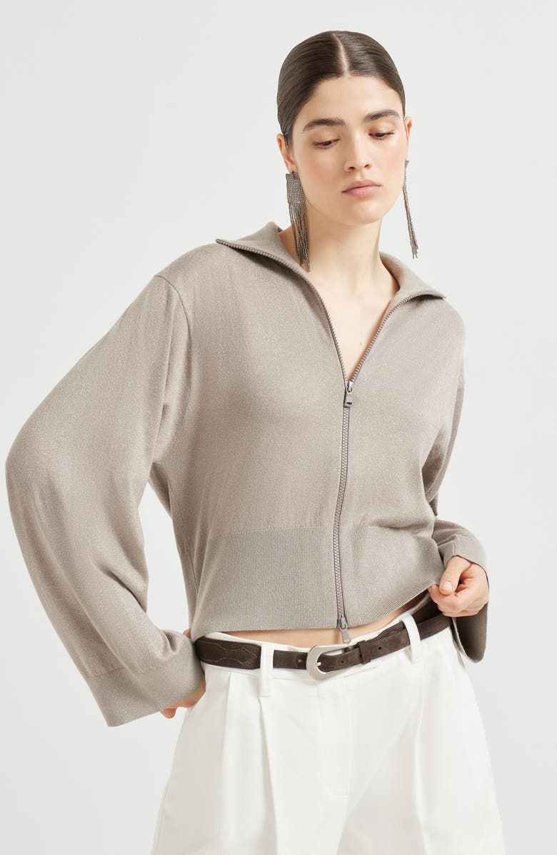 Brunello Cucinelli Lightweight knit cardigan, Alternate, color, Camel