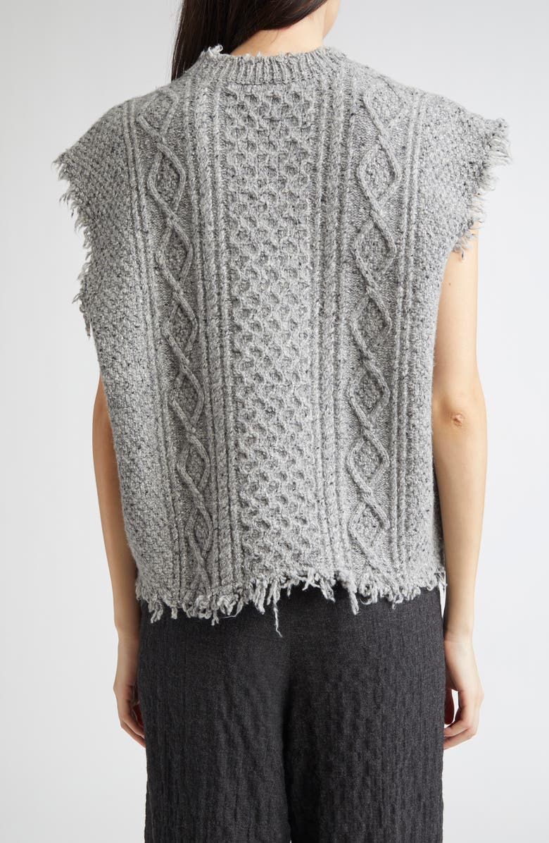 R13 Boyfriend Cable Sweater Vest, Alternate, color, Heather Grey Tweed